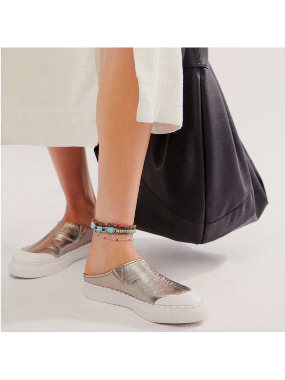 Free People Juno Slip on Sport- Gunmetal Leather